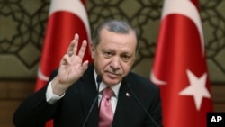 Presiden Recep Tayyip Erdogan di Ankara, Turki, 8 Februari 2017. (Yasin Bulbul/Pool photo via AP) 