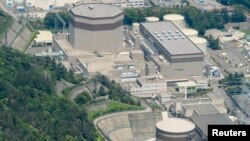 FILE - An aerial view shows Japan Atomic Power Co.'s Tsuruga nuclear power plant in Tsuruga, Fukui prefecture, in this photo taken by Kyodo.