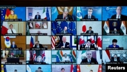 Lideri G-20 na virtuelnom samitu o Avganistanu, 12. oktobra 2021 u Rimu.