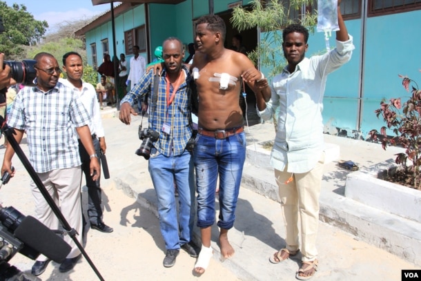 Mohamed Abdiwahab, a journalist with AFB, was wounded while covering Wednesday's bombings in Mogadishu.
