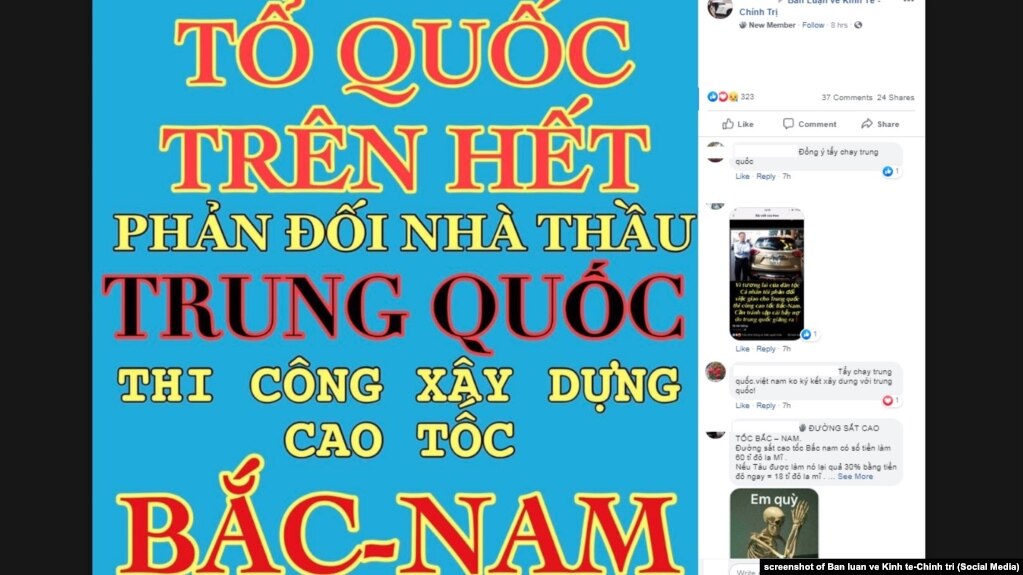 Lời phản đối nhà thầu Trung Quốc xây cao tốc mới ở Việt Nam xuất hiện trên một diễn đàn mạng, 28/5/2019