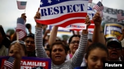 Protesters calling for comprehensive immigration reform gather on the Washington Mall, Oct. 8, 2013. 