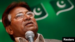 The former President of Pakistan, Pervez Musharraf, speaks at a news conference at a branch of his political party in east London January 19, 2012.