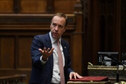 Britain's Health Secretary Matt Hancock makes a statement on the COVID-19 in the House of Commons, in London, Sept. 21, 2020. (Credit: UK Parliament/Jessica Taylor/Handout)