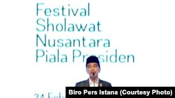 Presiden Joko Widodo membuka Festival Sholawat Nusantara Piala Presiden 2018 di Sentul, Bogor, Sabtu, 24 Februari 2018. (Foto:Biro Pers Istana)