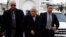 Hussein Abassi (C), head of the Tunisian General Labour Union (UGTT), arrives at a meeting in Tunis Dec. 23, 2013. 