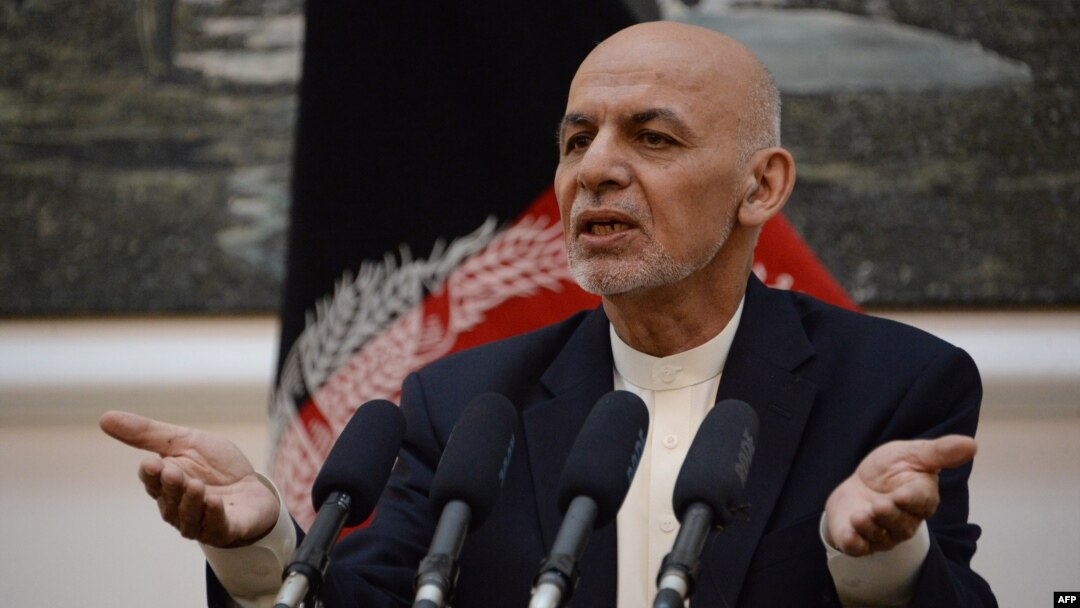 Afghan president Mohammad Ashraf Ghani speaks during a press conference at Presidential Palace in Kabul on June 30, 2018. 