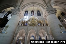 A view of the restored Notre-Dame cathedral Nov. 29, 2024, in Paris, France. (Christophe Petit Tesson, Pool via AP)