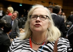 Laura Kennedy, Charge d’Affaires Ambassador to the United Nations for the U.S., attends a meeting in Vienna, Austria, Sept. 16, 2014.