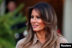 U.S. First Lady Melania Trump is pictured as she arrives at the State House in Lilongwe, Malawi, Oct. 4, 2018.