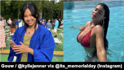 Delsy Gouw, pendiri dan creative director Memorial Day (kiri), dan bikini karyanya dipakai selebriti Kylie Jenner.