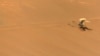 NASA’s Ingenuity Mars Helicopter stands near a sand hill in an image taken by the Perseverance rover on Feb. 24, 2024, about five weeks after the aircraft's crash. (Image credit: Credit: NASA/JPL-Caltech/LANL/CNES/CNRS)