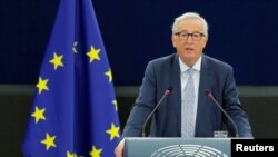 Predsednik Evropske komisije Žan Klod Junker govori u Evropskom parlamentu, 12. septembar 2018.