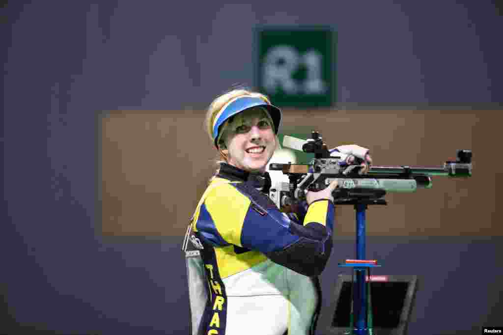 American shooter Ginny Thrasher took gold in the women’s air rifle event in Rio, Aug. 6. 2016.