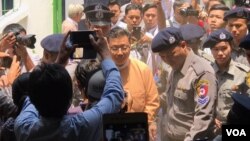 FILE - Myo Yan Naung Thein, Secretary of the National League for Democracy’s Central Committee for Research and Strategic Studies, is sentenced to 7 months under Section 66(D) of the Telecommunication Law of 2013. 