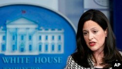 FILE - Deputy National Security Advisor for Cyber â€‹â€‹Anne Neuberger speaks during the daily briefing at the White House in Washington, September 2, 2021.