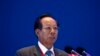 FILE - Cambodia's Defense Minister Tea Banh speaks at the Xiangshan Forum, a gathering of the region's security officials, in Beijing, Saturday, Oct. 17, 2015.
