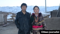 This citizen journalist photograph shows Lhamo Tseten, who self-immolated, October 26, 2012, in Sangchu county, and his wife Tsering Lhamo. 