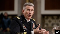 El general John Nicholson, el principal comandante de las fuerzas de EE.UU. en Afganistán, testificó ante la Comisión del Servicios Armados del Senado, el jueves, 9 de febrero, de 2017.