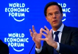 FILE - Mark Rutte, Prime Minister of the Netherlands attends the World Economic Forum annual meeting in Davos, Switzerland, Jan. 19, 2017.