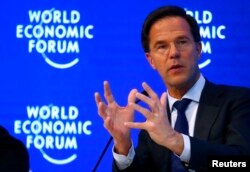 FILE - Mark Rutte, Prime Minister of the Netherlands attends the World Economic Forum annual meeting in Davos, Switzerland, Jan. 19, 2017.