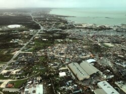 An aerial view shows devastation after hurricane Dorian hit the Abaco Islands in the Bahamas, Sept. 3, 2019.