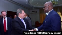 Le président Félix Tshisekedi discute avec le Sous-secrétaire d'Etat américaine en charge de l'Afrique, Peter Tibor Nagy, à Kinshasa, RDC, le 15 mars 2019. (Twitter/Présidence RDC)