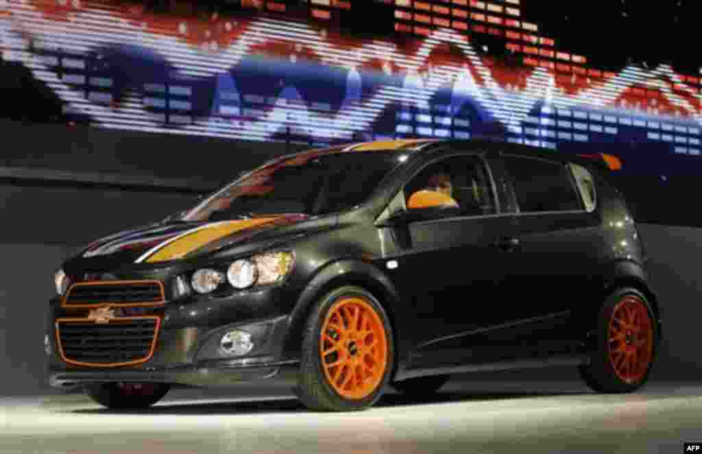 The Chevrolet Sonic Z-spec concept is displayed at the North American International Auto Show in Detroit, Monday, Jan. 10, 2011. (AP Photo/Paul Sancya)