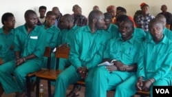Defendants in this week's trial at a Rwandan Military Tribunal, May 16, 2014. (Photo: Nicholas Long for VOA)