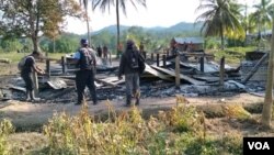 Restos de un asentamiento indígena de la comunidad Alal en Nicaragua atacado la semana pasada por hombres armados. Foto cortesía de la comunidad.