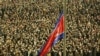 Bendera nasional Korea Utara dikibarkan di Pyongyang pada perayaan Tahun Baru, 1 Januari 2021. (Foto: KCNA/via REUTERS)
