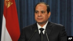 FILE - President Abdel-Fattah el-Sissi, Feb. 16, 2015.