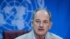 FILE - David Shearer, special representative of the secretary-general and head of the U.N. mission in South Sudan, speaks during a press conference in Juba, Sept. 19, 2018.