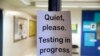 FILE - A sign is seen at the entrance to a hall for a college test preparation class in Bethesda, Md., Jan. 17, 2016.