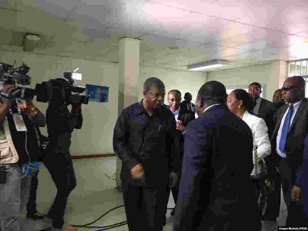The MPLA party&#39;s presidential candidate, João Lourenço, arrives at a polling station in Luanda.&nbsp; Standing behind him are his wife and MPLA&#39;s vice presidential candidate, Bornito de Sousa.