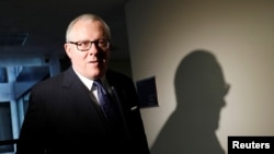 FILE - Michael Caputo arrives on Capitol Hill in Washington, U.S., May 1, 2018.