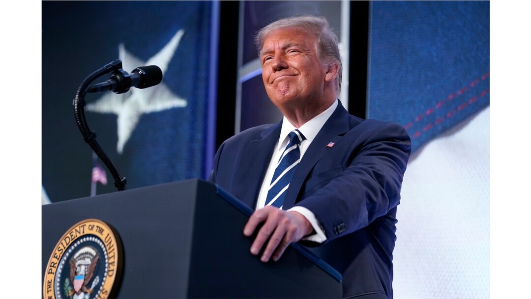 President Donald Trump speaks to the 2020 Council for National Policy Meeting, Aug. 21, 2020, in Arlington, Va.