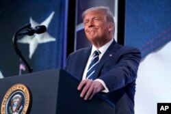 President Donald Trump speaks to the 2020 Council for National Policy Meeting, Aug. 21, 2020, in Arlington, Va.