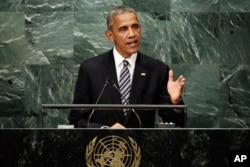 United States President Barack Obama addresses the 71st session of the United Nations General Assembly, at U.N. headquarters, Sept. 20, 2016.