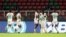 Jogadores do Burkina Faso comemoram golo contra Cabo Verde, CAN 2021, Yaoundé, 13 Janeiro 2022