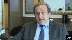 Michel Platini à Nyon, en Suisse, le 7 janvier 2016. (APTN via AP)