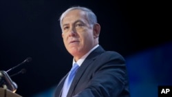 Israeli Prime Minister Benjamin Netanyahu speaks at the American Israel Public Affairs Committee (AIPAC) Policy Conference in Washington, March 2, 2015.