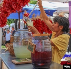 Food vendor at Santa Fe Plaza in Santa Fe, New Mexico.