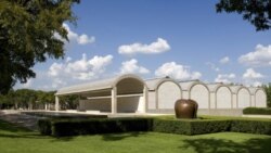 A southwest view of the Kimball Art Museum in Fort Worth, Texas