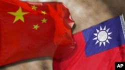 China and Taiwan flags, on texture graphic