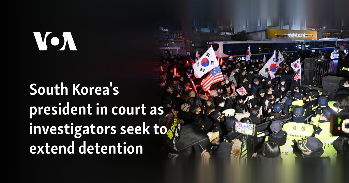 South Korea's president in court as investigators seek to extend detention