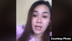 Laotian blogger Houayheuang Xayabouly, known online as Muay Littlepig, is seen in this screenshot from a video posted to Facebook Sept. 12, 2019.