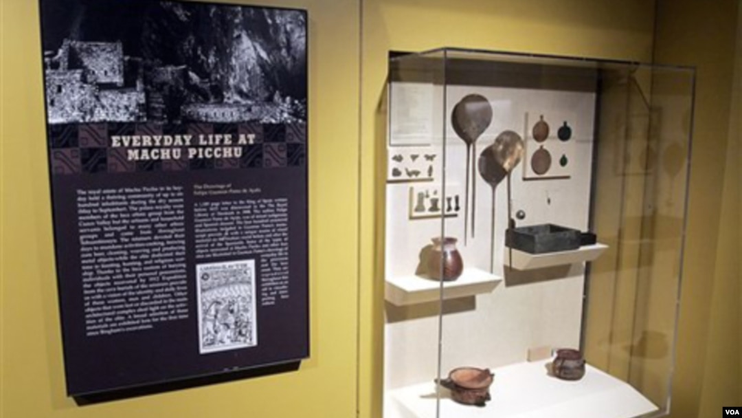 Objetos arqueológicos del Machu Pichu que conforman la colección de la Universidad de Yale, en Estados Unidos.