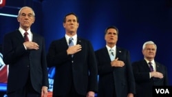 Ron Paul, Rick Santorum, Mitt Romney ak Newt Gingrich