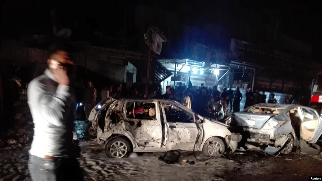 Lokasi serangan bom mobil di distrik Amil, Baghdad, Irak, Senin (20/3).